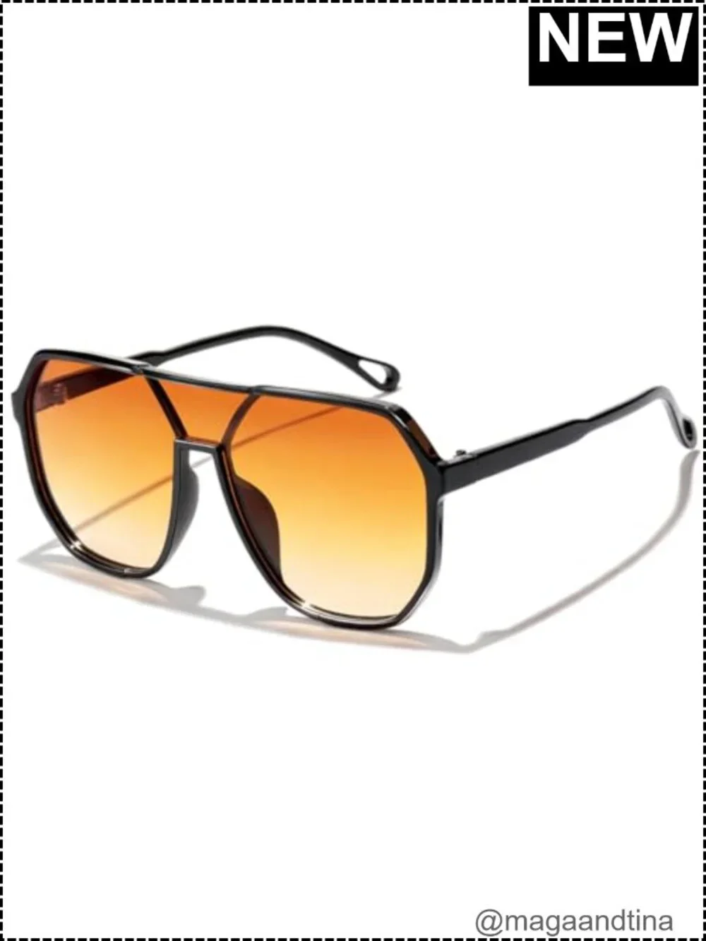 Oversized Square Aviator Sunglasses Retro Double Bridge UV400 Protection Unisex